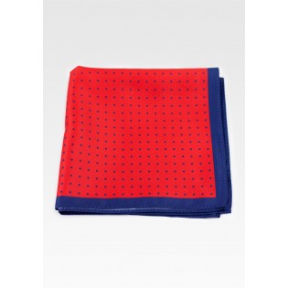 Bright Red and Navy Dotted Suit Pocket Square
