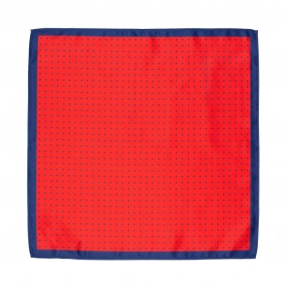 Tomato Red and Dark Blue Dotted Suit Hanky