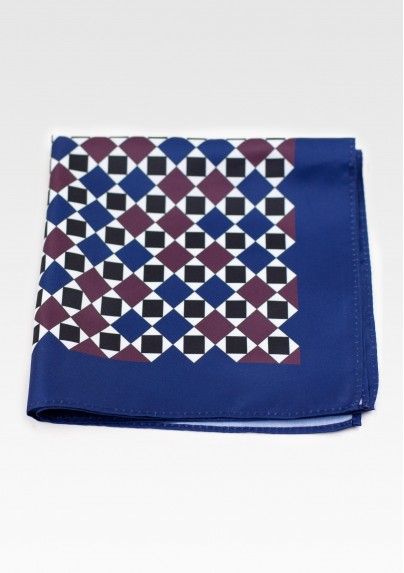Navy and Wine Red Hanky in Retro Print