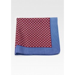 Designer Suit Hanky in Wine Red and Blue