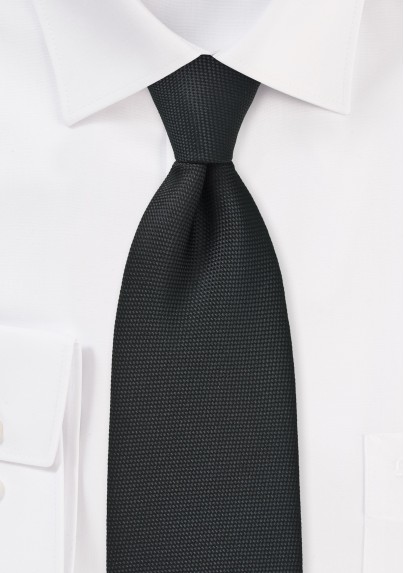 Matte Black Pique Texture Tie in XL