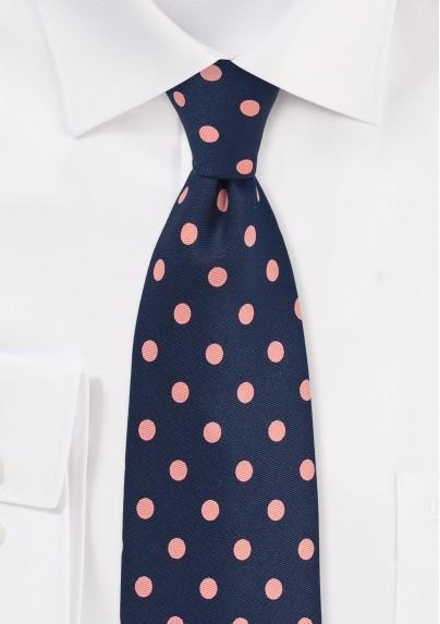 Navy and Pink Polka Dot Tie