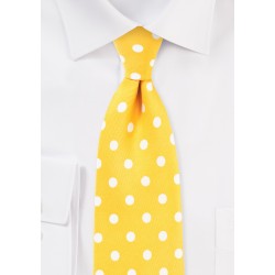 Bright Yellow Tie with White Polka Dots