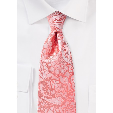 Coral Paisley Tie in XL
