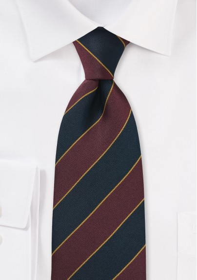 Extra Long British Repp Tie in Burgundy and Navy