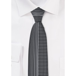 Modern Skinny Tie in Black and Silver