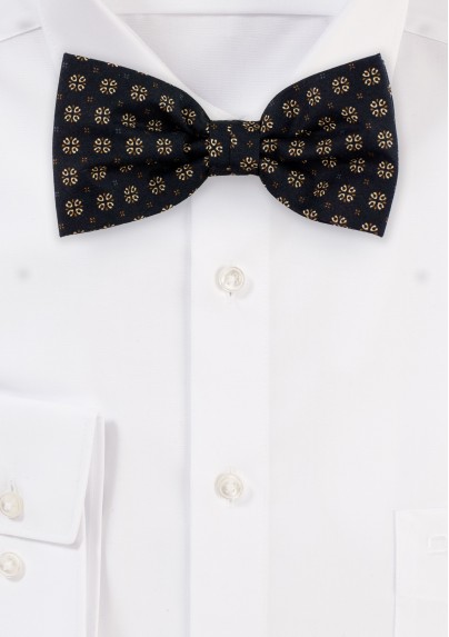 Black and Gold Geometric Print Bow Tie