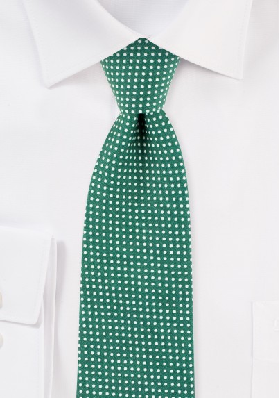 Kelly Green Slim Cut Cotton Tie with Micro Dots