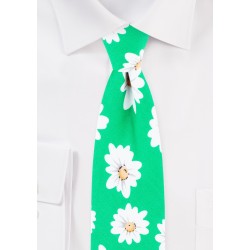Daisy Flower Print Summer Tie in Cotton