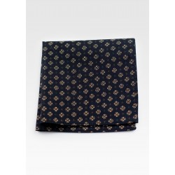 Geometric Pocket Square Hanky in Black and Gold
