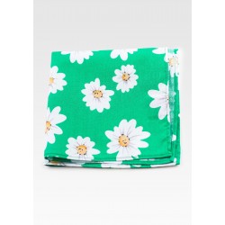 Daisy Flower Print Pocket Square in Spring Green
