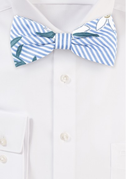 Floral Stripe Summer Bow Tie