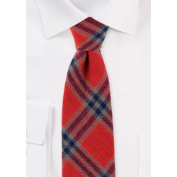 Tartan Plaid Tie in Crimson and Olive
