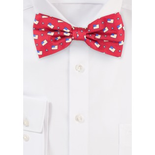 American Flag Bow Tie in Crimson Red