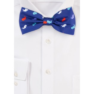 Navy Bow Ties with Whale Print Pattern