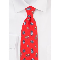 Bright Red Tie with Koala Bear Print Design