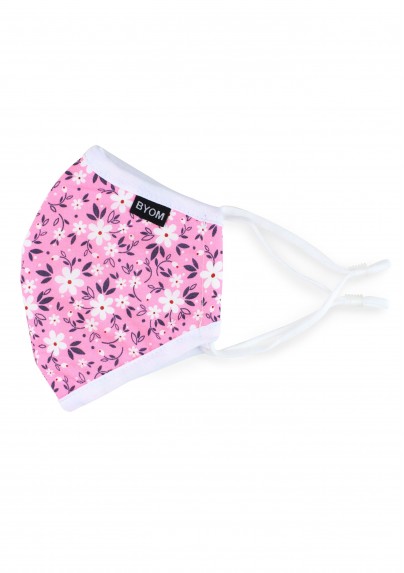 Pink Floral Face Mask for Kids in Cotton