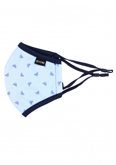 Kids Face Mask in Blue with Butterfly Print