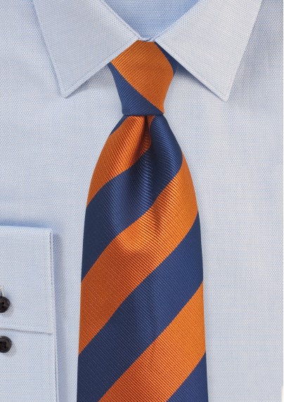 Repp Tie in Navy and Orange