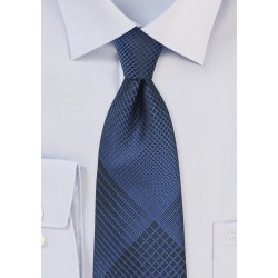 Designer Plaid Necktie in Black and Blue