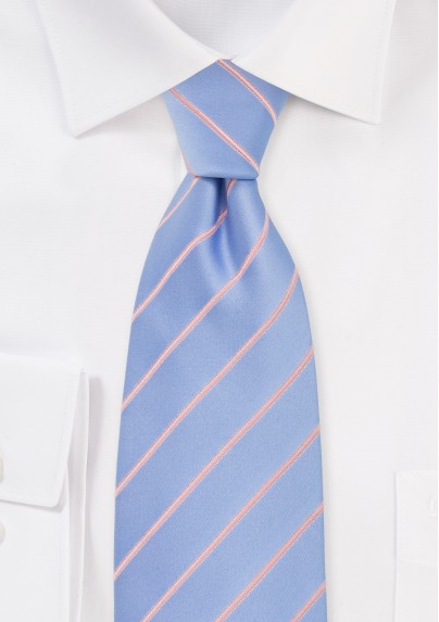 Light Blue and Pink Striped Tie