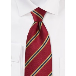 XL British Tie in Crimson-Red and Yellow