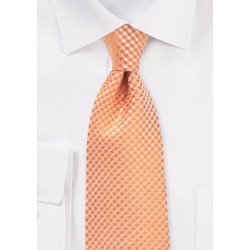 Solid Color Houndstooth Check Tie in Tangerine
