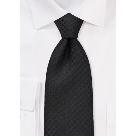 Black Textured Gingham Tie for Kids