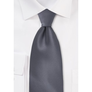 Solid Charcoal Grey XXL Length Tie