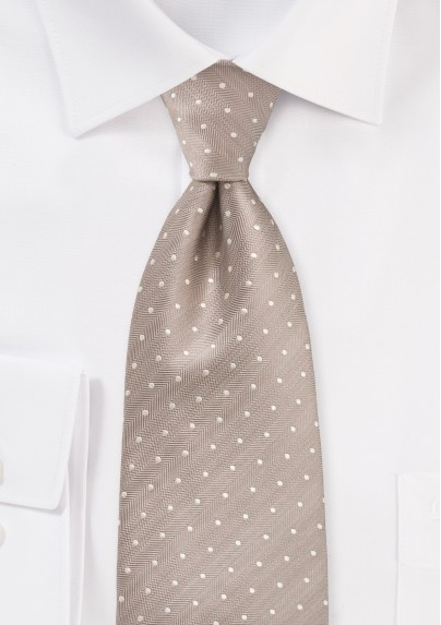 Extra Long Polka Dot Tie in Fawn