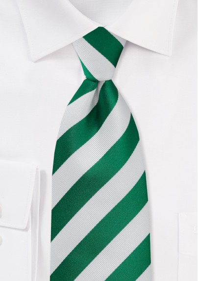 Metallic Green and White Kids Necktie