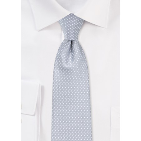 Formal Silver Pin Dot Tie in Skinny Width