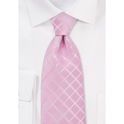 Pink Check Pattern XL Length Tie