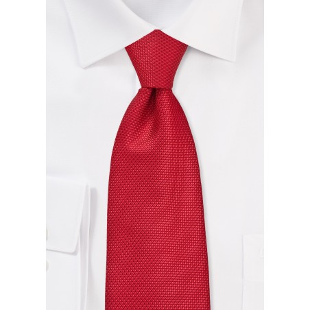 Extra Long Grenadine Texture Tie in Bright Red