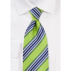Lime and Navy Striped Tie