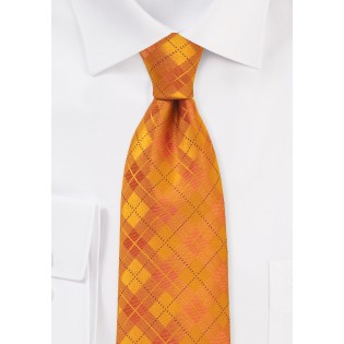 Bright Orange Plaid Tie for Men