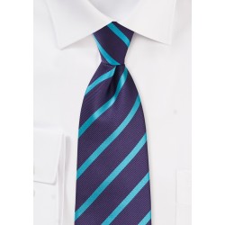 Purple and Teal Striped Tie
