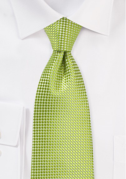 Textured XL Length Tie in Parrot Green