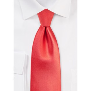 Extra Long Tie in Neon Coral