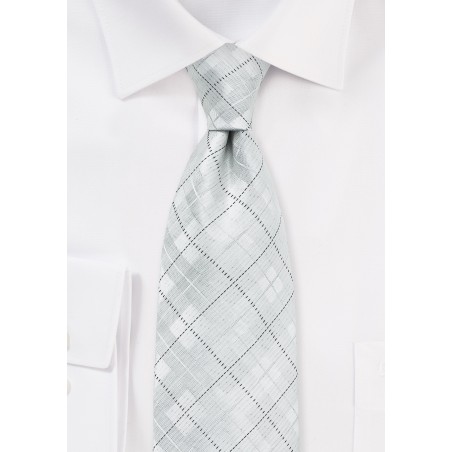 XL Plaid Check Tie in Bright White
