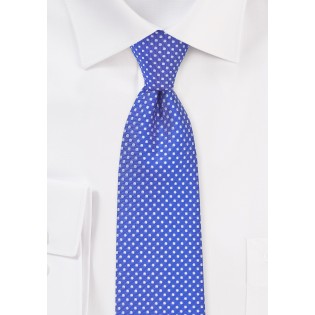 Horizon Blue Skinny Tie with Silver Dots - Mens-Ties.com