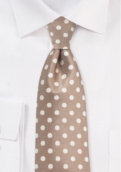 Taupe and Cream Polka Dot Tie