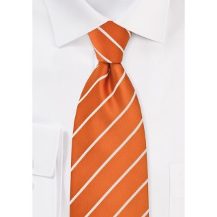 XL Striped Tie Persimmon Orange White