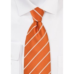 Striped Tie in Persimmon Orange White