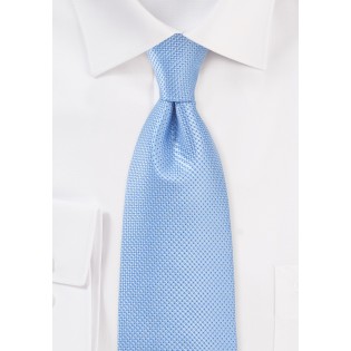 Solid Light Blue Tie with Textured Weave in XL Length