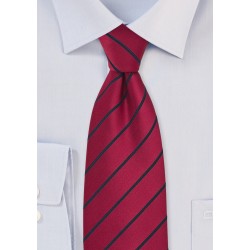 Striped Tie in Raspberry and Navy
