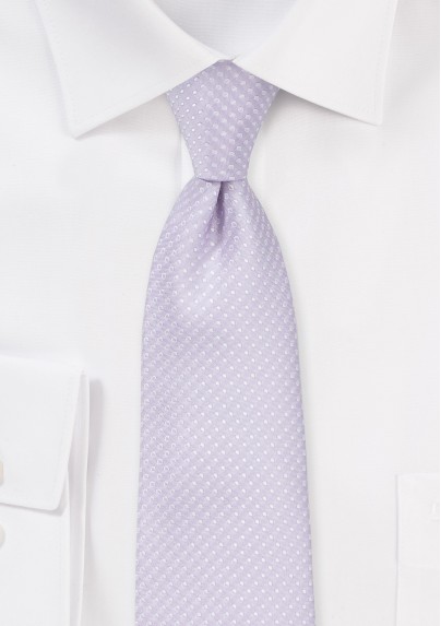Skinny Lavender Color Tie with Pin Dot Pattern