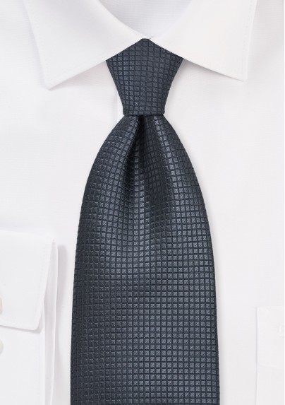 Dark Gray Silk Tie Made for Big & Tall Men