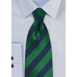 XL Striped Tie in Hunter Green and Navy