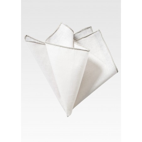 White and Silver Linen Pocket Square